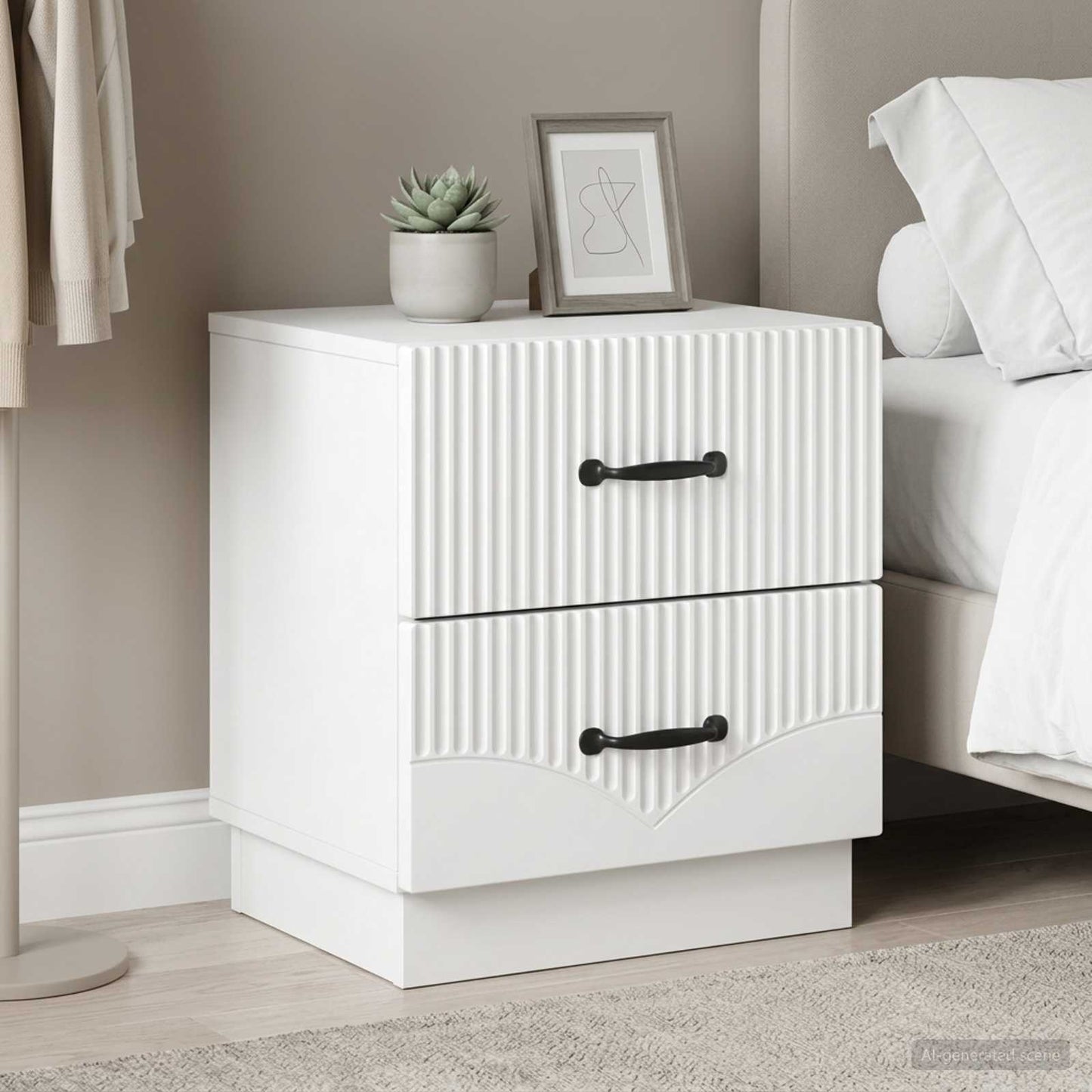 Bedside Cabinet 2 pcs White 43 x 34.5 x 44.5 cm Engineered Wood