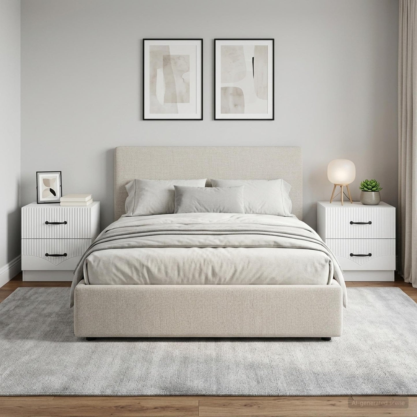 Bedside Cabinet 2 pcs White 43 x 34.5 x 44.5 cm Engineered Wood