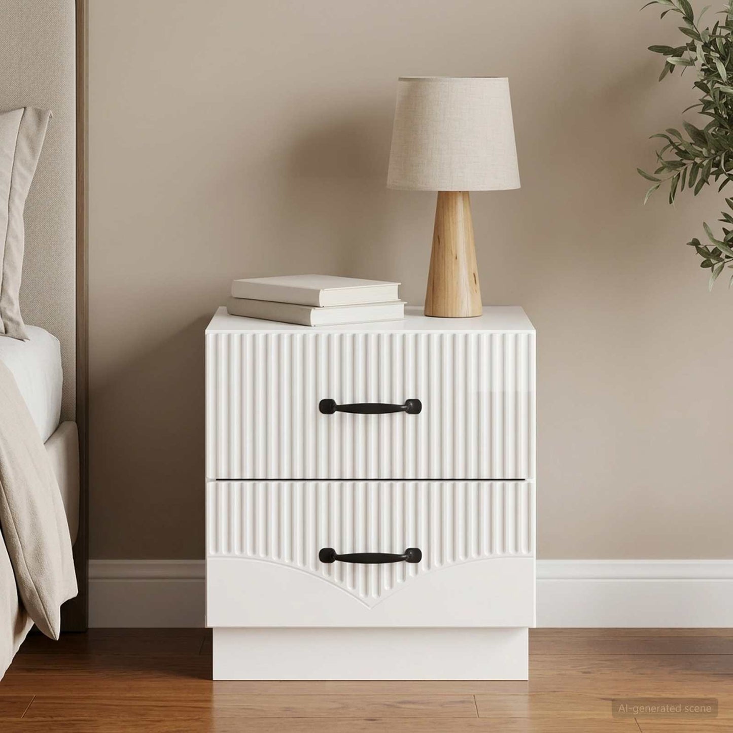 Bedside Cabinet High Gloss White 43 x 34.5 x 44.5 cm