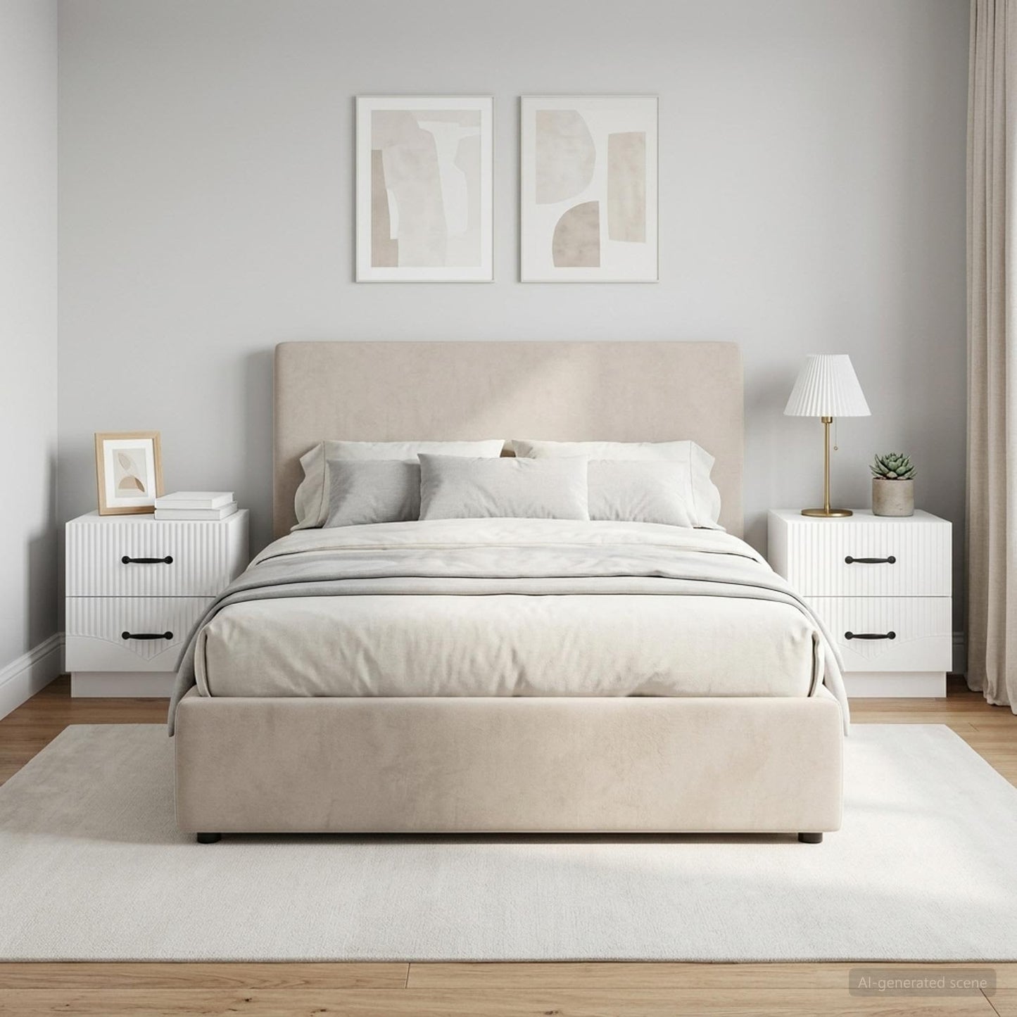 Bedside Cabinet 2 pcs High Gloss White 43 x 34.5 x 44.5 cm