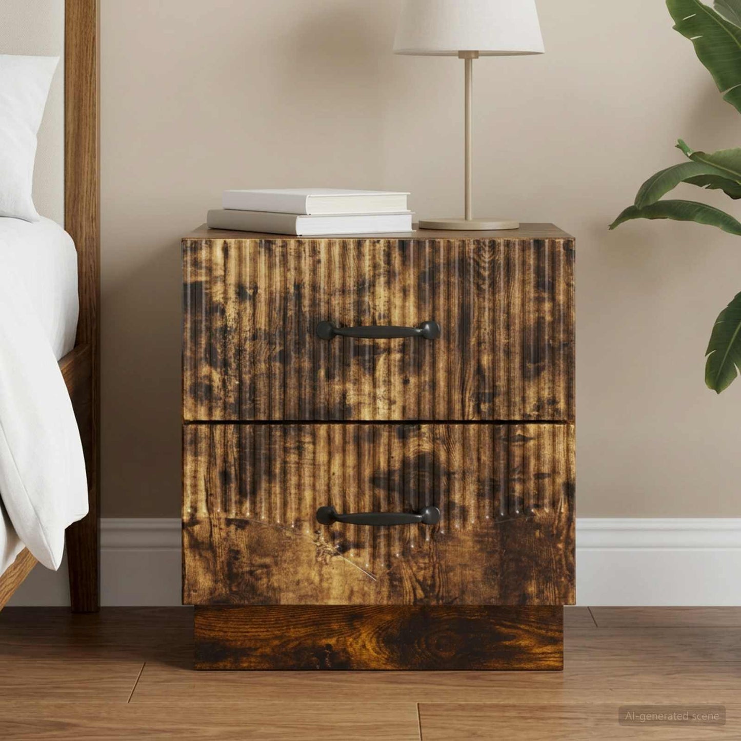 Bedside Cabinet Smoked Oak 43 x 34.5 x 44.5 cm Engineered Wood