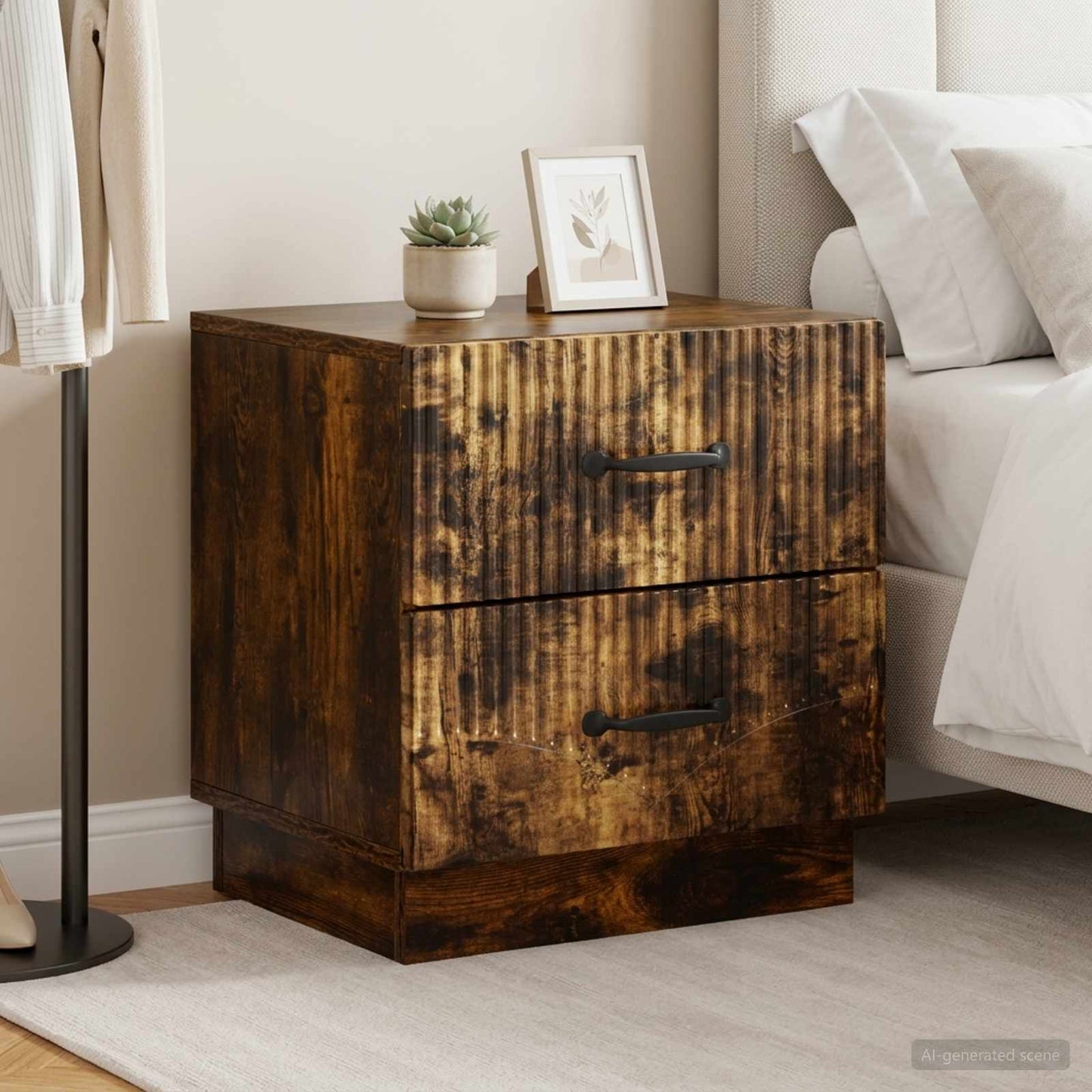 Bedside Cabinet 2 pcs Smoked Oak 43 x 34.5 x 44.5 cm