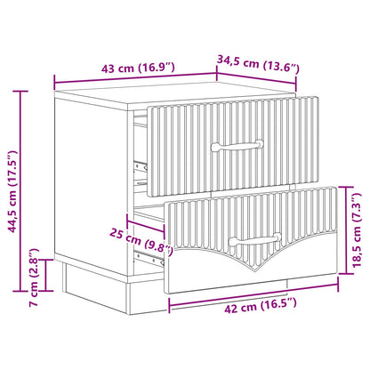 Bedside Cabinet Old Wood 43 x 34.5 x 44.5 cm Engineered Wood