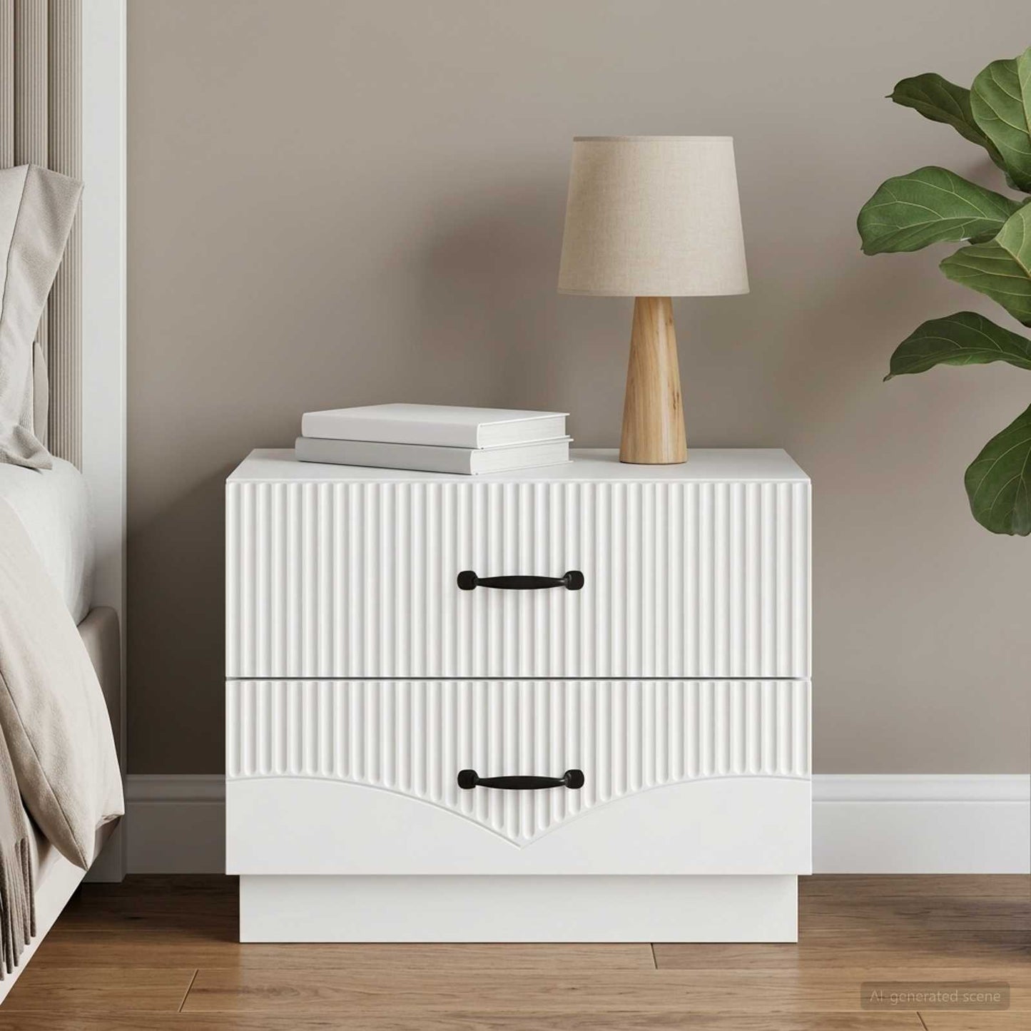 Bedside Cabinet White 62 x 34.5 x 44.5 cm Engineered Wood