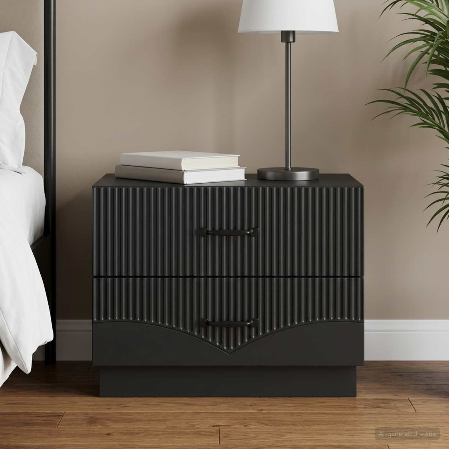 Bedside Cabinet Black 62 x 34.5 x 44.5 cm Engineered Wood