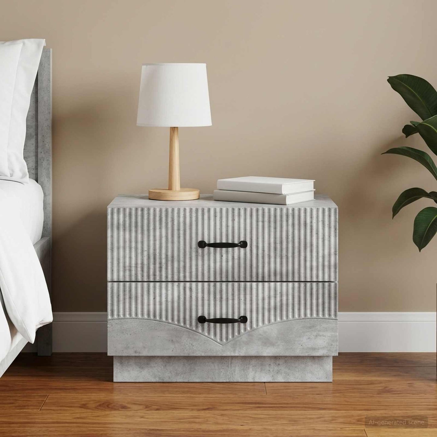 Bedside Cabinet Concrete Grey 62 x 34.5 x 44.5 cm