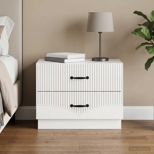 Bedside Cabinet High Gloss White 62 x 34.5 x 44.5 cm