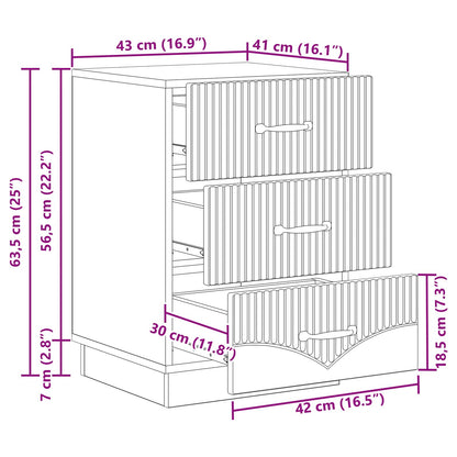 Bedside Cabinet White 43 x 41 x 63.5 cm Engineered Wood