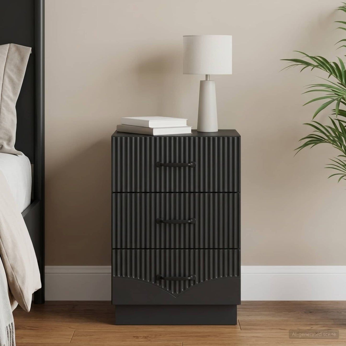 Bedside Cabinet Black 43 x 41 x 63.5 cm Engineered Wood