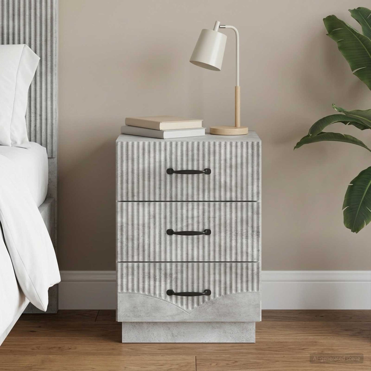 Bedside Cabinet Concrete Grey 43 x 41 x 63.5 cm Engineered Wood