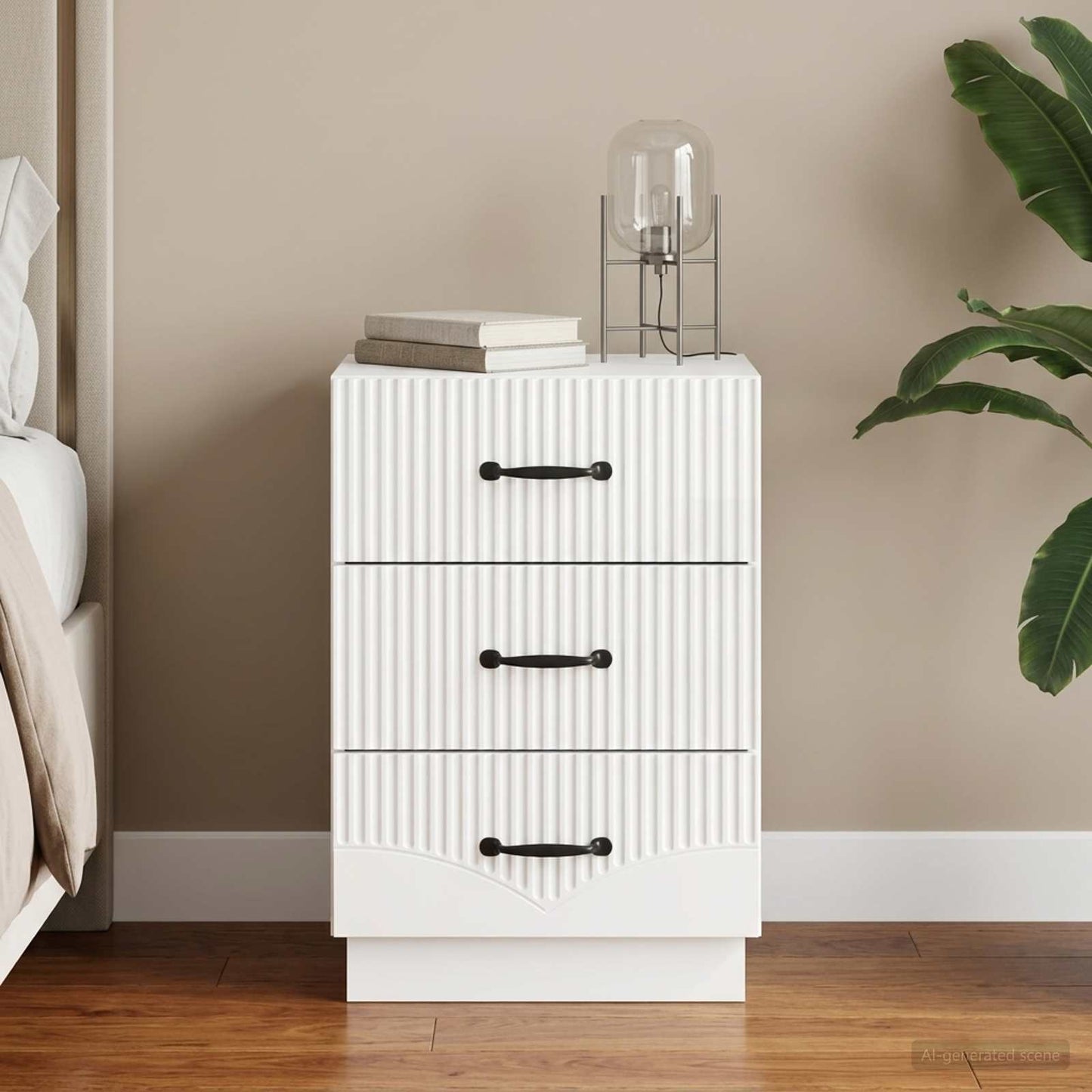 Bedside Cabinet with Drawer High Gloss White 43 x 41 x 63.5 cm