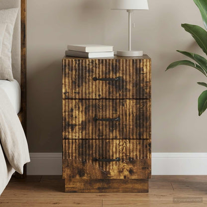 Bedside Cabinet Smoked Oak 43 x 41 x 63.5 cm Engineered Wood