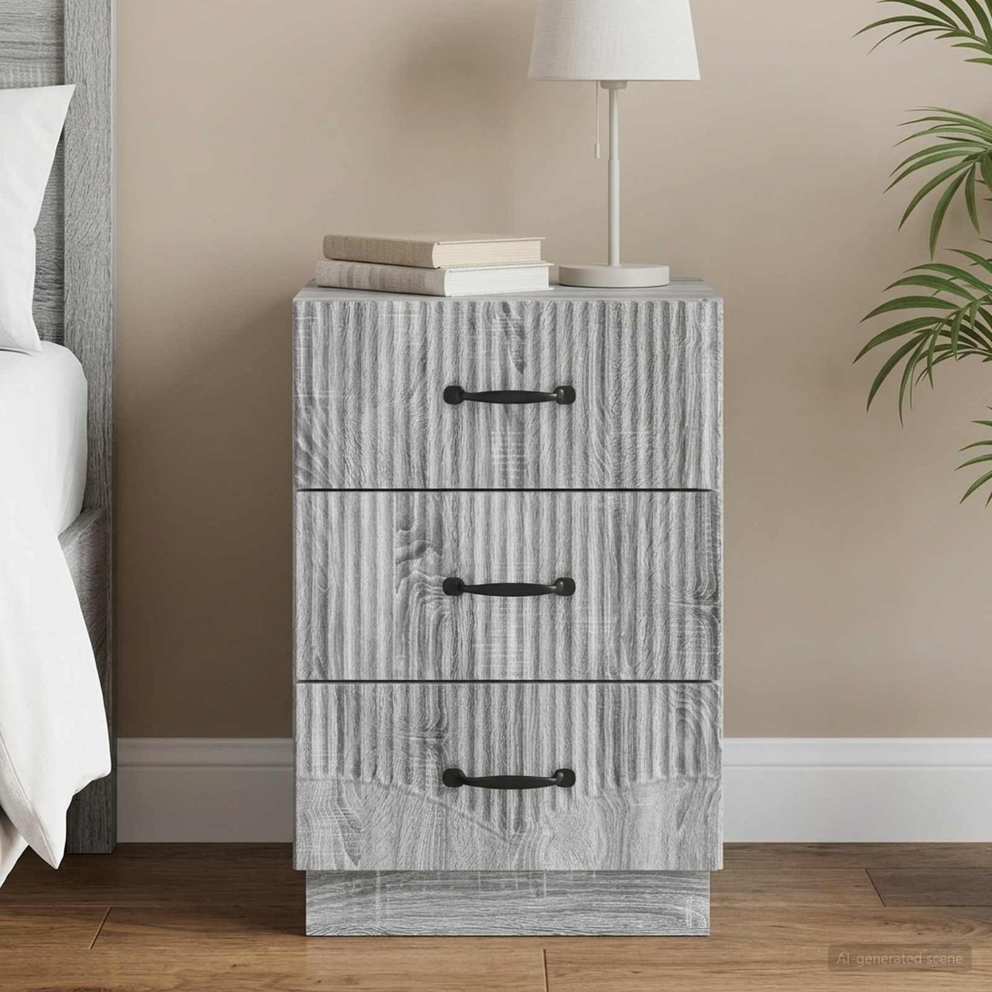 Bedside Cabinet Grey Sonoma 43 x 41 x 63.5 cm Engineered Wood