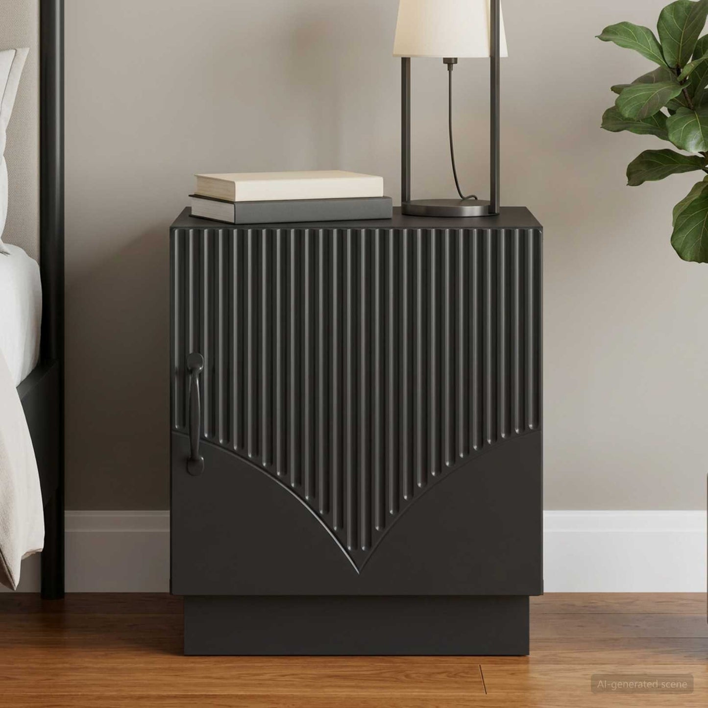 Bedside Table Black 43 x 34.5 x 47 cm Engineered Wood