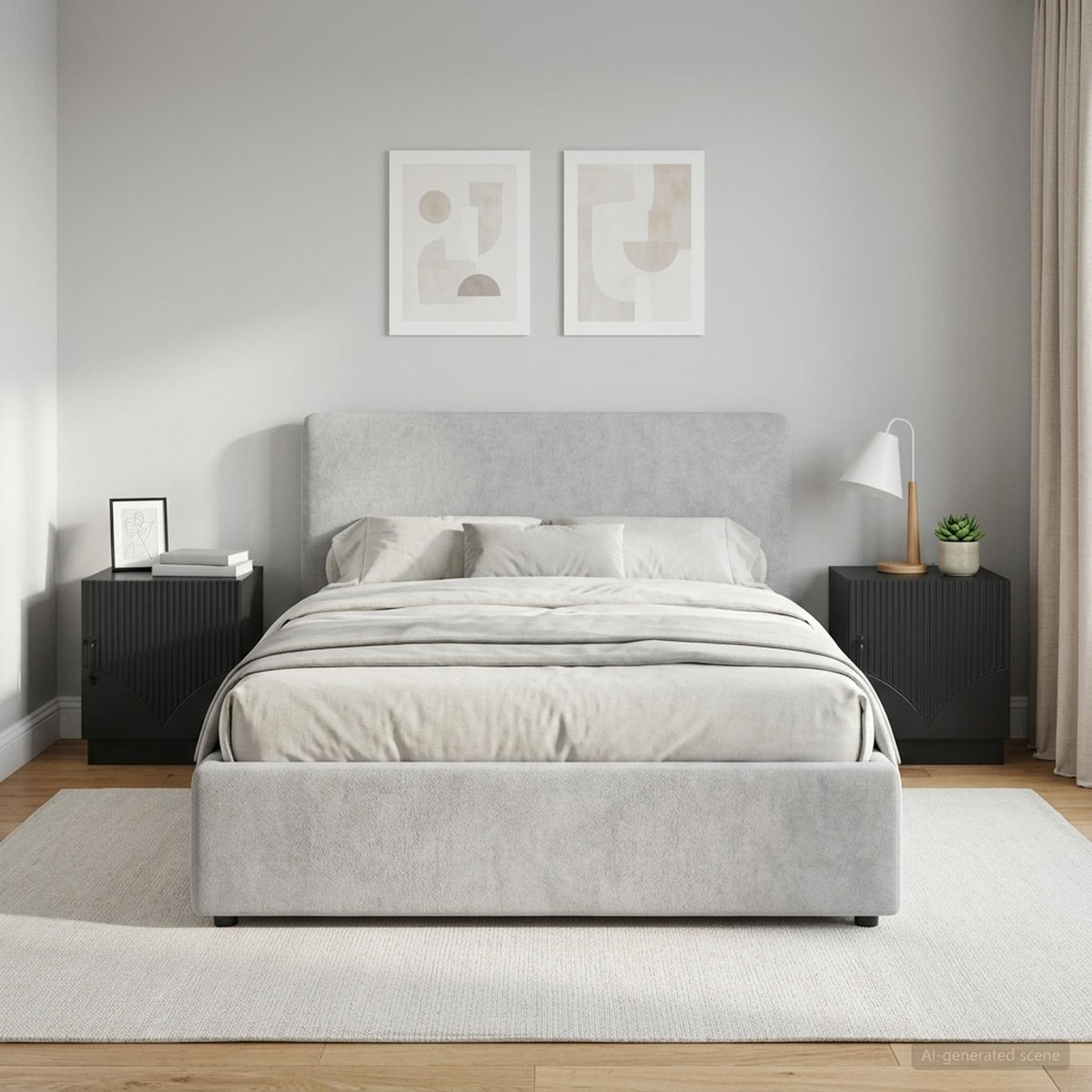 Bedside Table 2 pcs Black 43 x 34.5 x 47 cm Engineered Wood