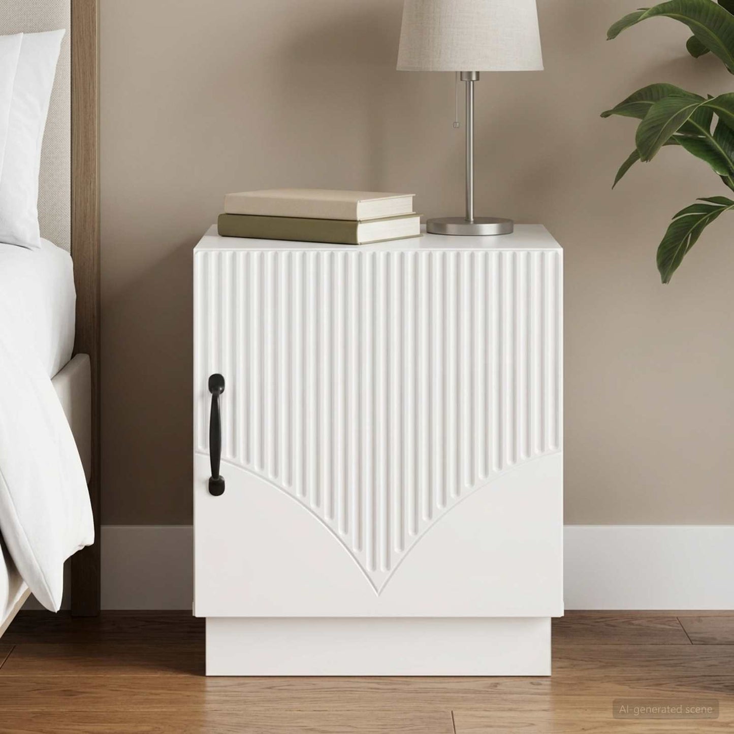 Bedside Table High Gloss White 43 x 34.5 x 47 cm