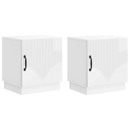 Bedside Table 2 pcs High Gloss White 43 x 34.5 x 47 cm