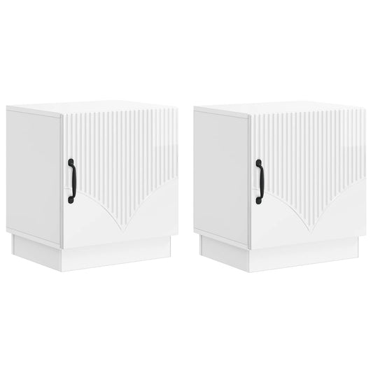 Bedside Table 2 pcs High Gloss White 43 x 34.5 x 47 cm