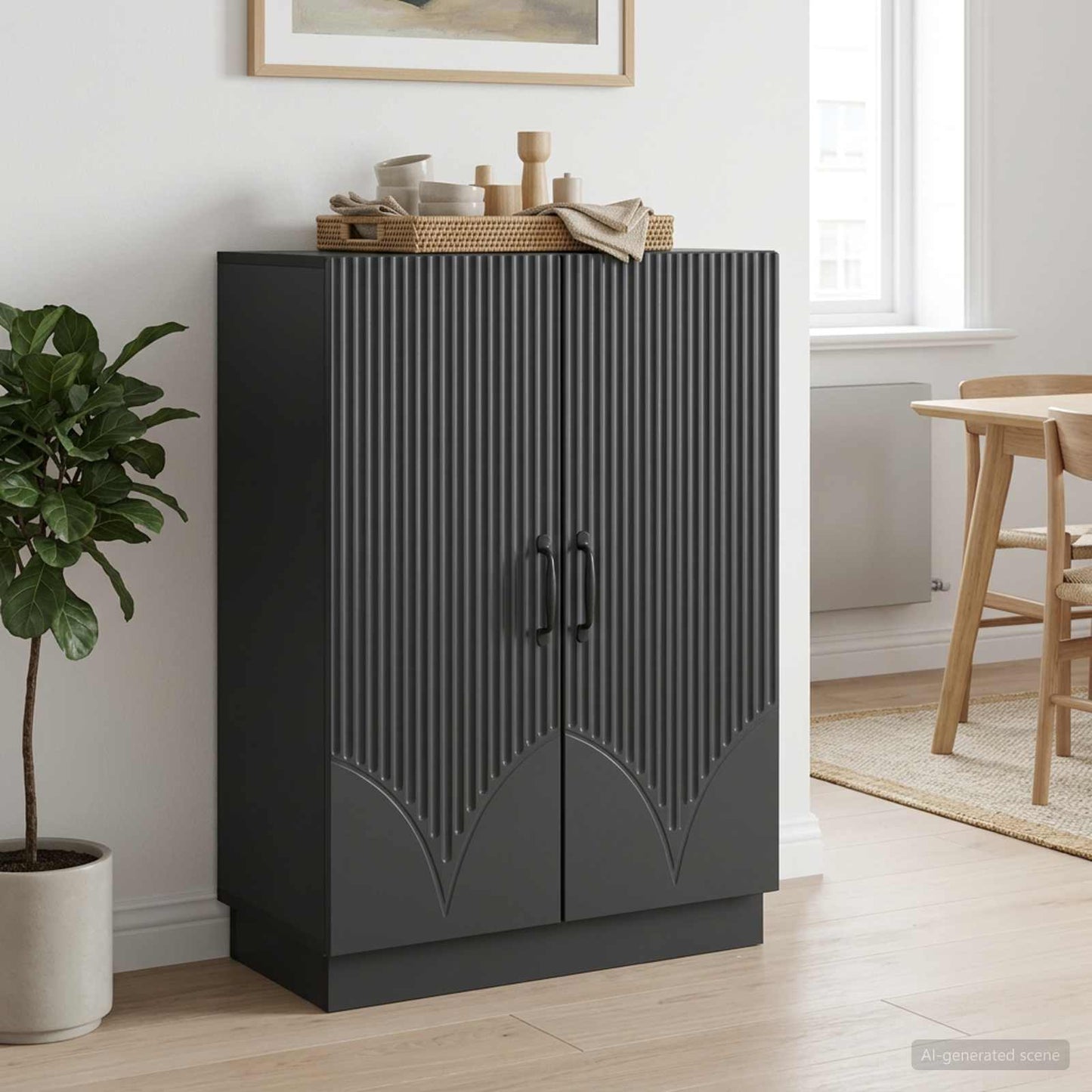 Sideboard Black 66 x 34.5 x 87 cm Engineered Wood