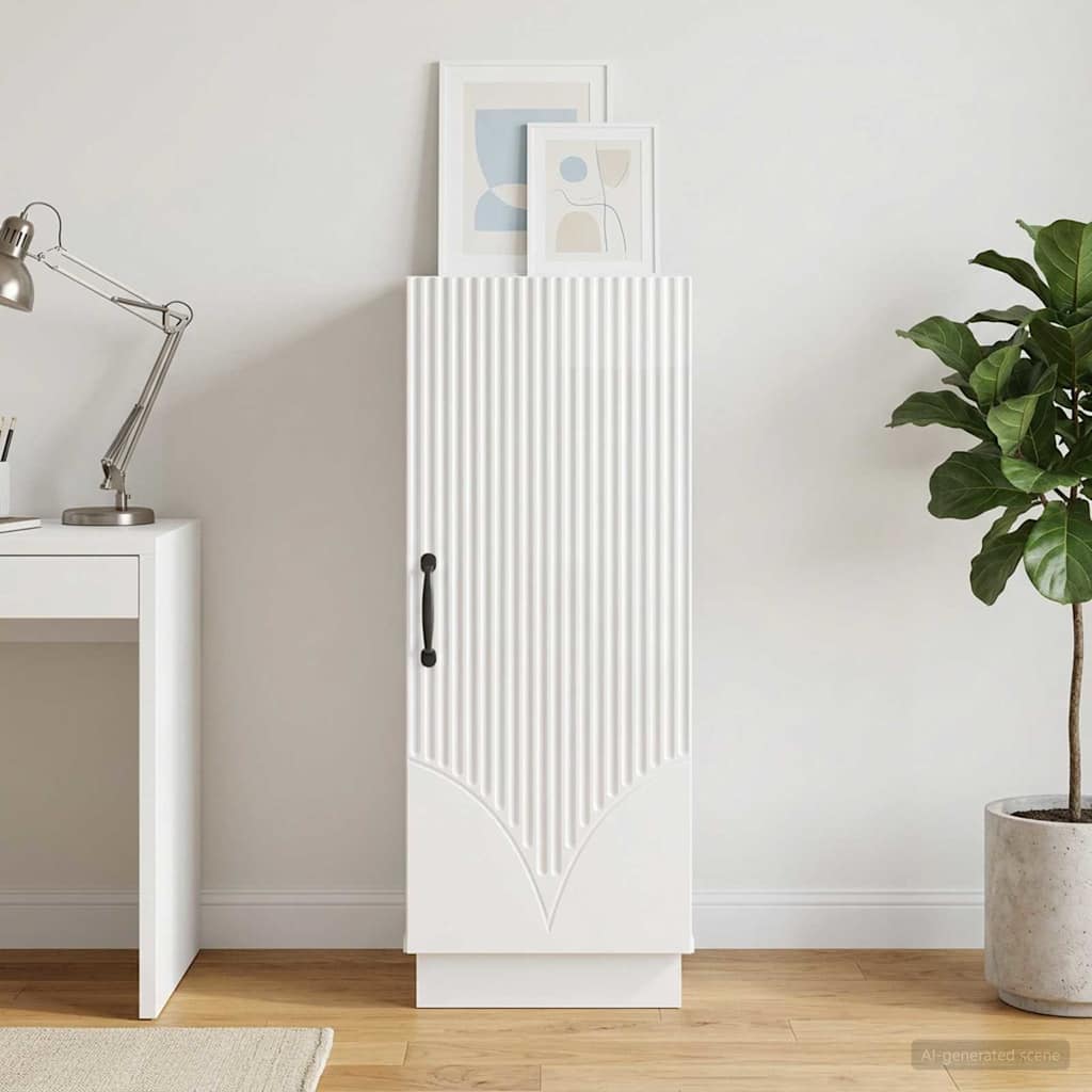 Sideboard High Gloss White 33 x 34.5 x 87 cm Engineered Wood