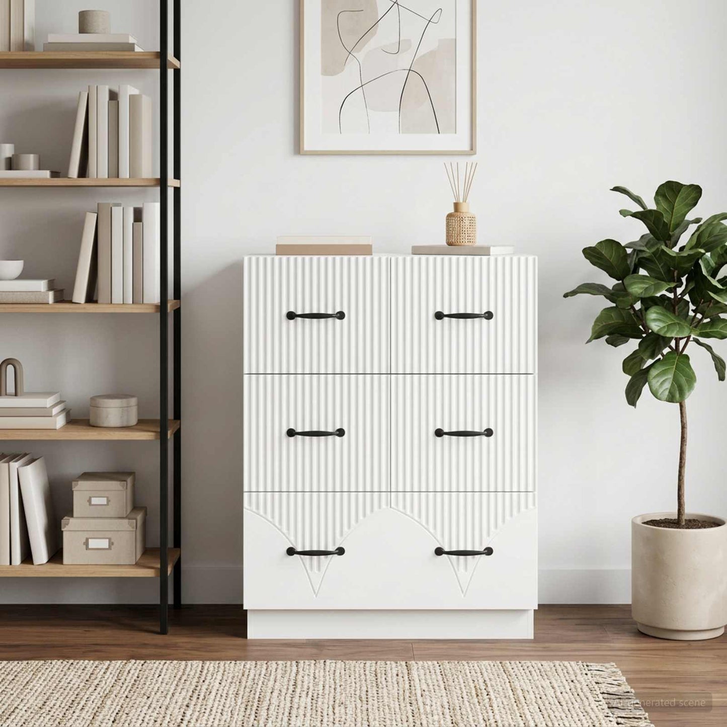 Drawer Cabinet White 66 x 34.5 x 87 cm Engineered Wood