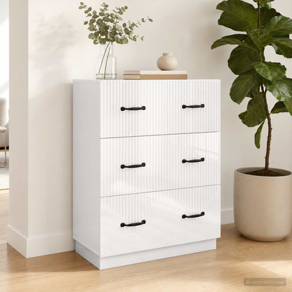 Drawer Cabinet White 66 x 34.5 x 87 cm Engineered Wood