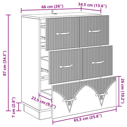 Drawer Cabinet White 66 x 34.5 x 87 cm Engineered Wood