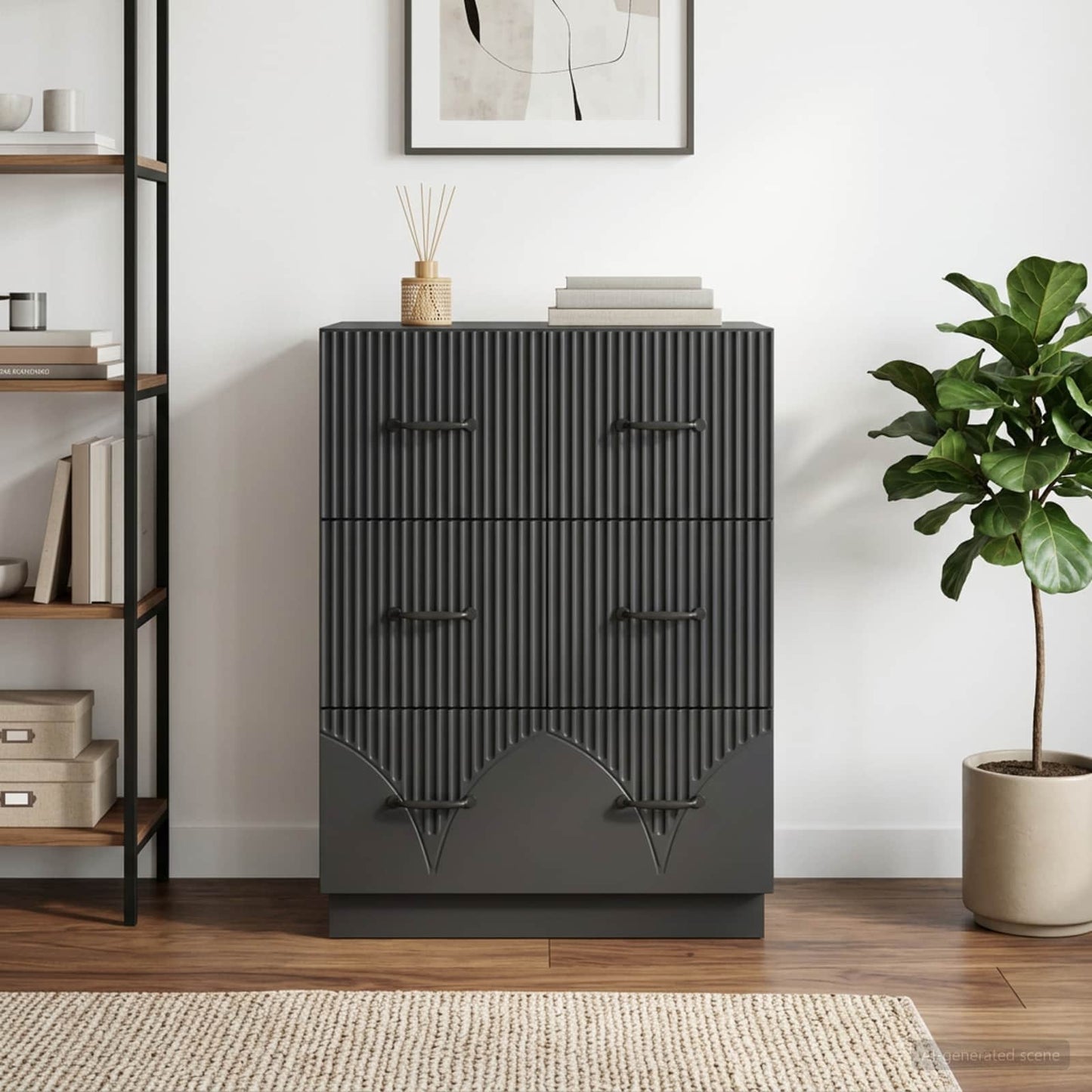 Drawer Cabinet Black 66 x 34.5 x 87 cm Engineered Wood