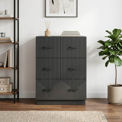 Drawer Cabinet Black 66 x 34.5 x 87 cm Engineered Wood