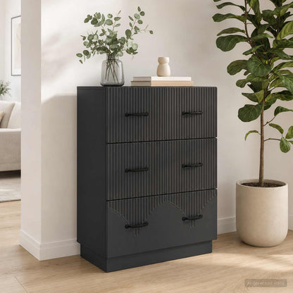 Drawer Cabinet Black 66 x 34.5 x 87 cm Engineered Wood
