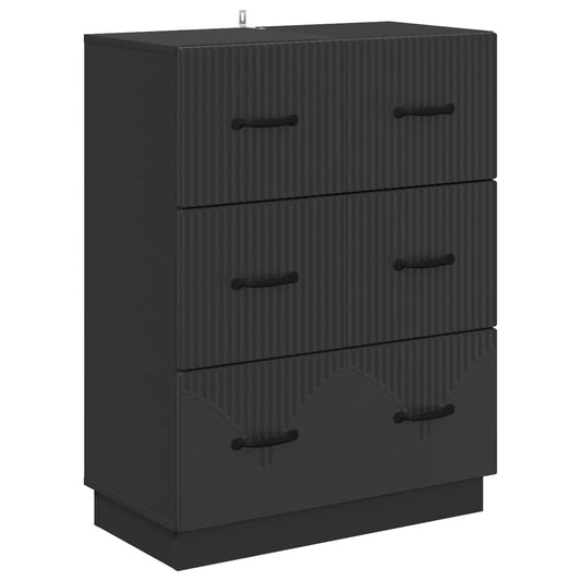 Drawer Cabinet Black 66 x 34.5 x 87 cm Engineered Wood