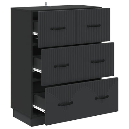 Drawer Cabinet Black 66 x 34.5 x 87 cm Engineered Wood