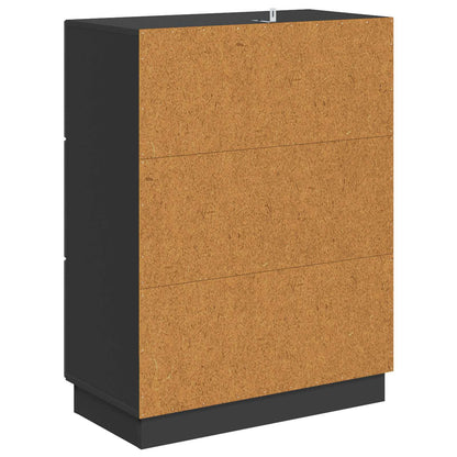 Drawer Cabinet Black 66 x 34.5 x 87 cm Engineered Wood