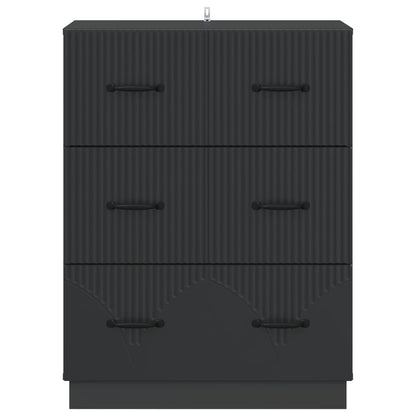 Drawer Cabinet Black 66 x 34.5 x 87 cm Engineered Wood