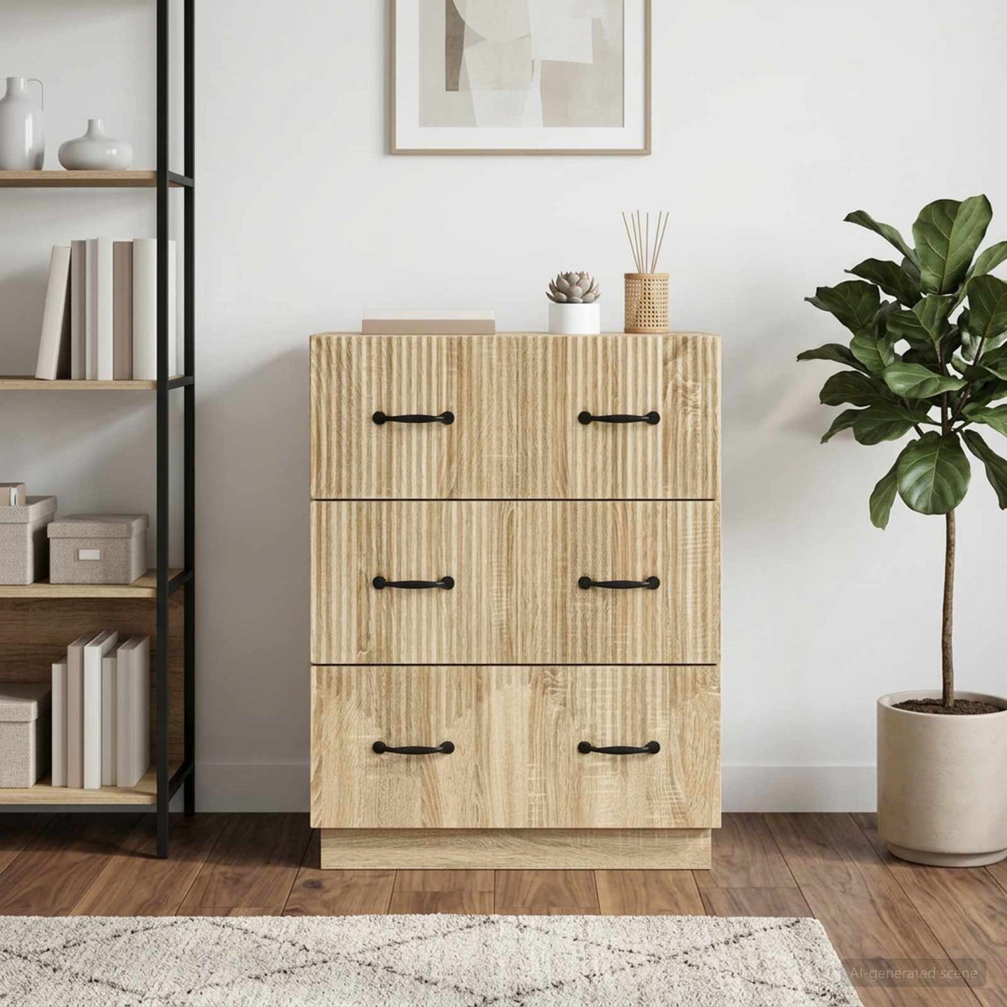Drawer Cabinet Sonoma Oak 66 x 34.5 x 87 cm Engineered Wood