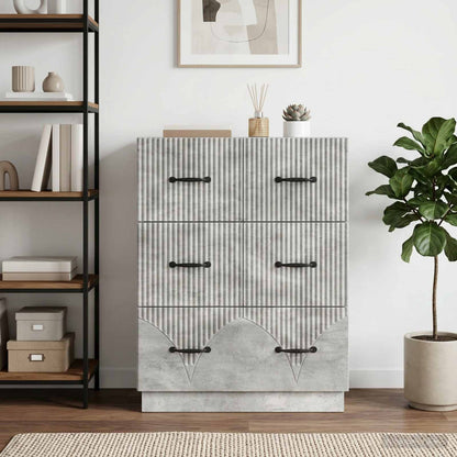 Drawer Cabinet Concrete Grey 66 x 34.5 x 87 cm Engineered Wood