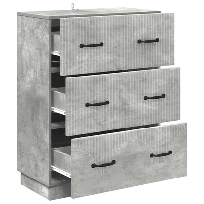 Drawer Cabinet Concrete Grey 66 x 34.5 x 87 cm Engineered Wood