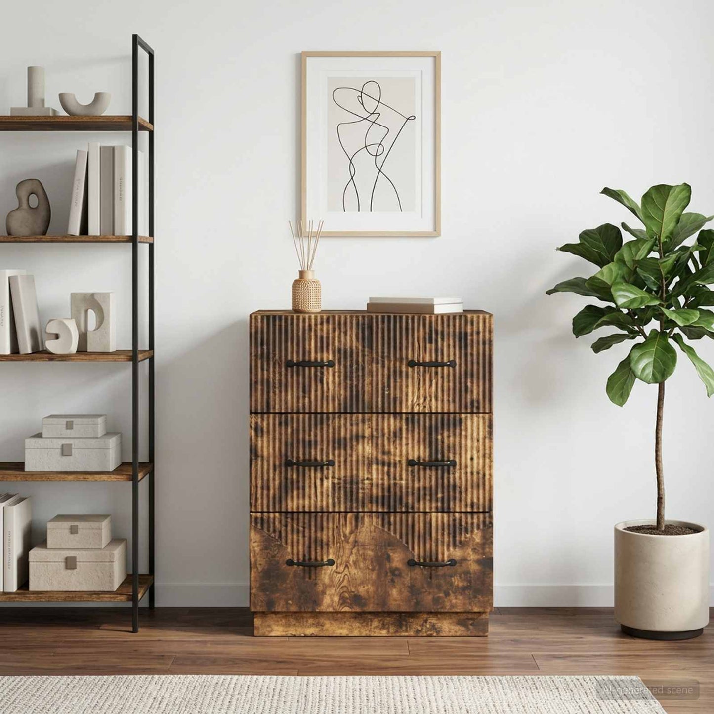 Drawer Cabinet Smoked Oak 66 x 34.5 x 87 cm Engineered Wood