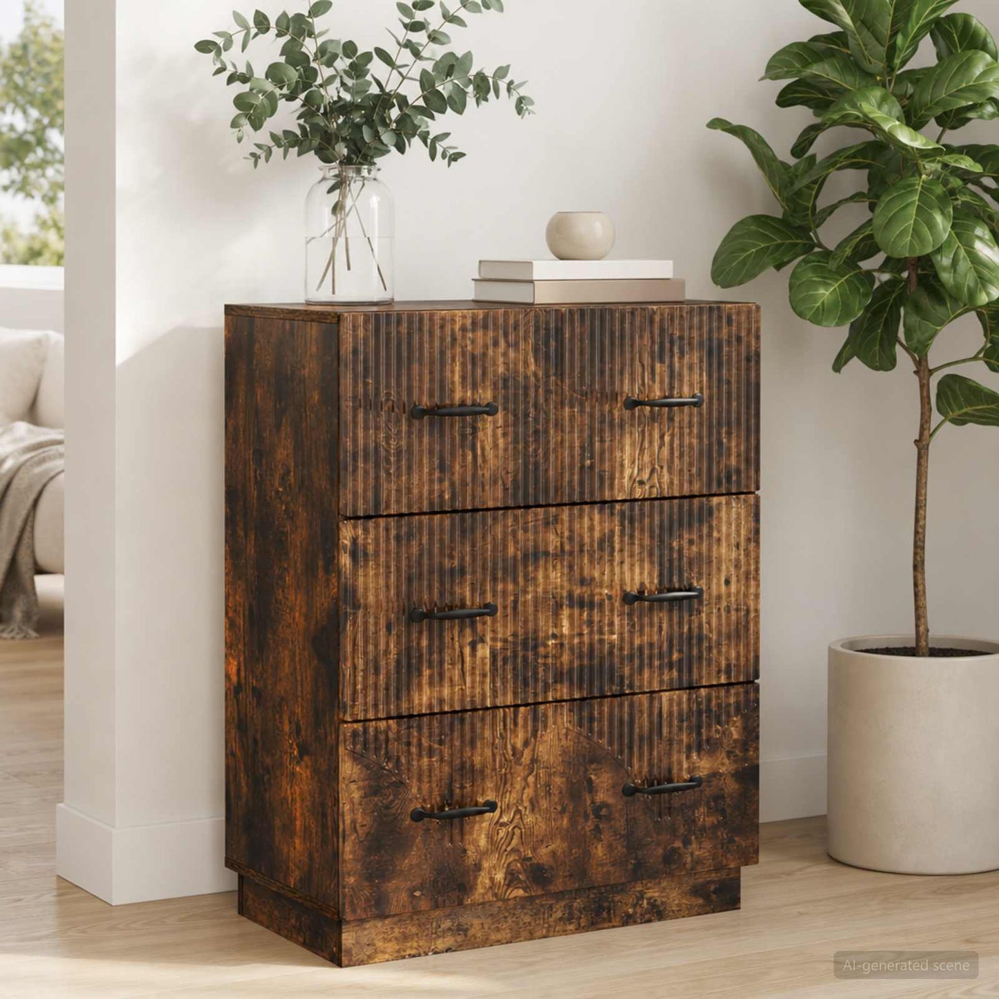 Drawer Cabinet Smoked Oak 66 x 34.5 x 87 cm Engineered Wood