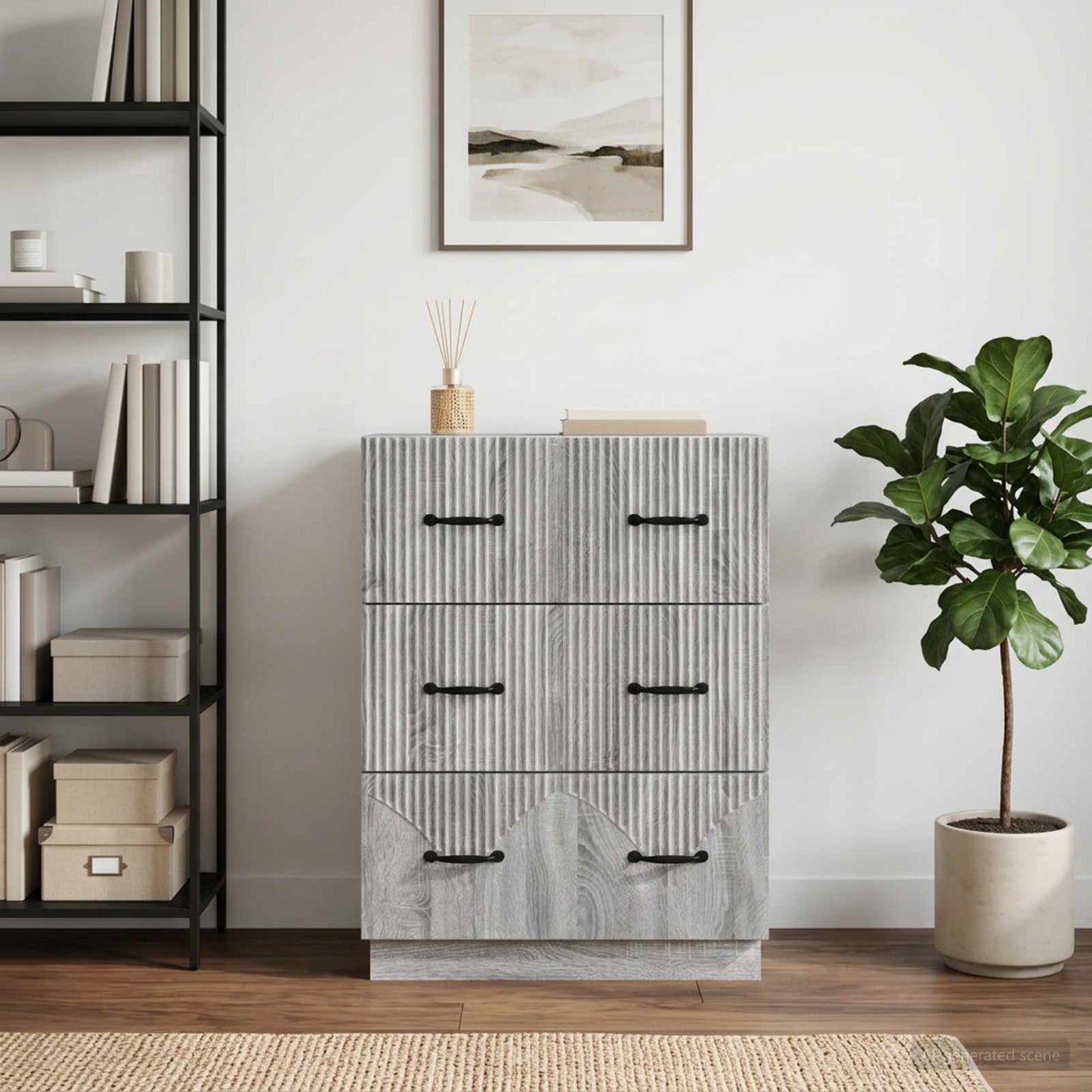 Drawer Cabinet Grey Sonoma 66 x 34.5 x 87 cm Engineered Wood