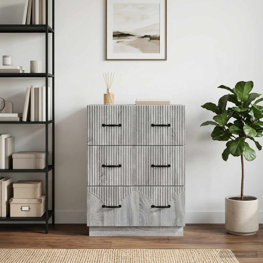 Drawer Cabinet Grey Sonoma 66 x 34.5 x 87 cm Engineered Wood