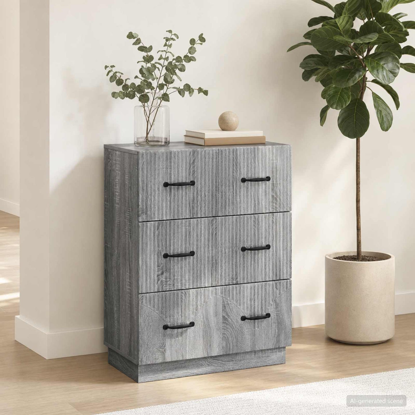 Drawer Cabinet Grey Sonoma 66 x 34.5 x 87 cm Engineered Wood