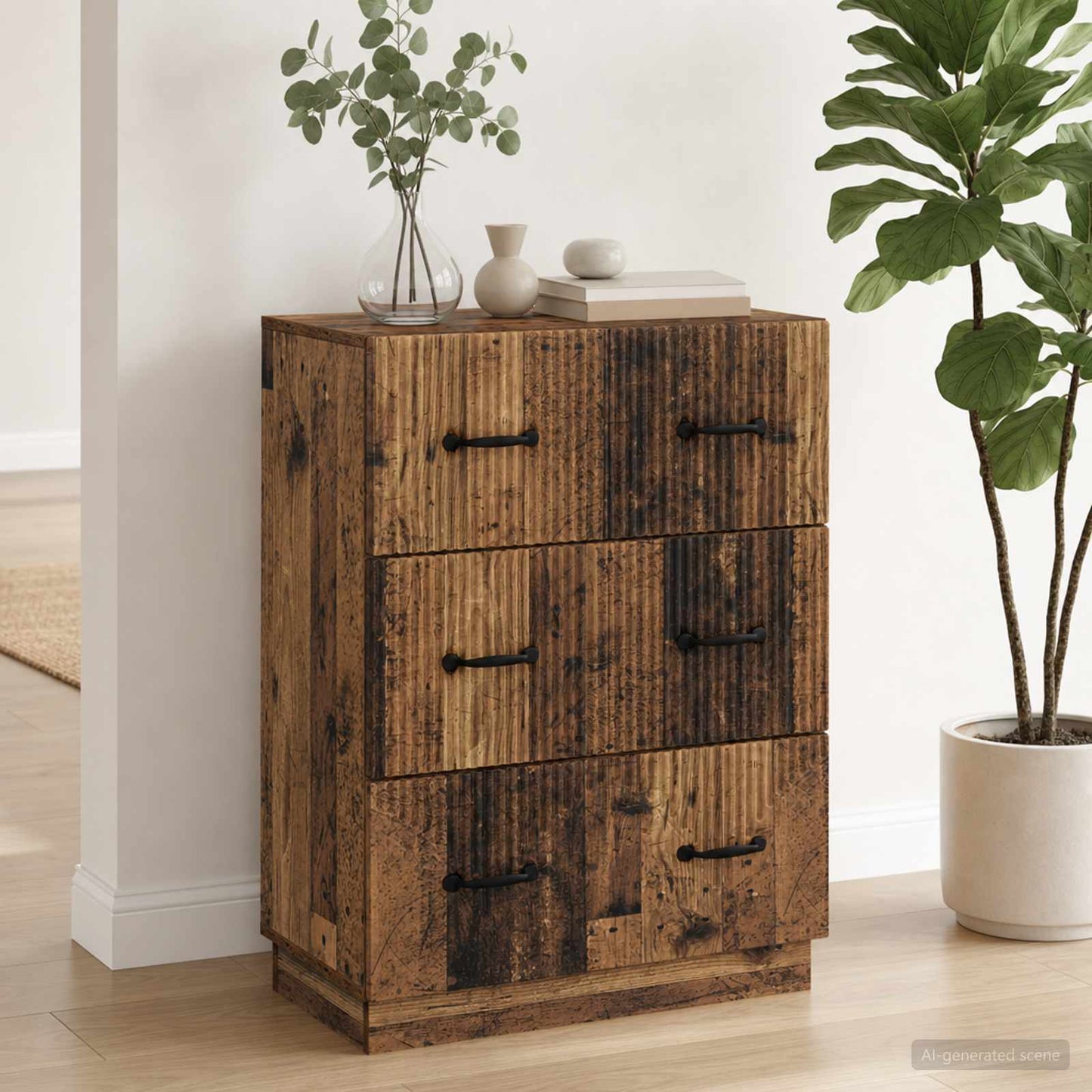 Drawer Cabinet Old Wood 66 x 34.5 x 87 cm Engineered Wood