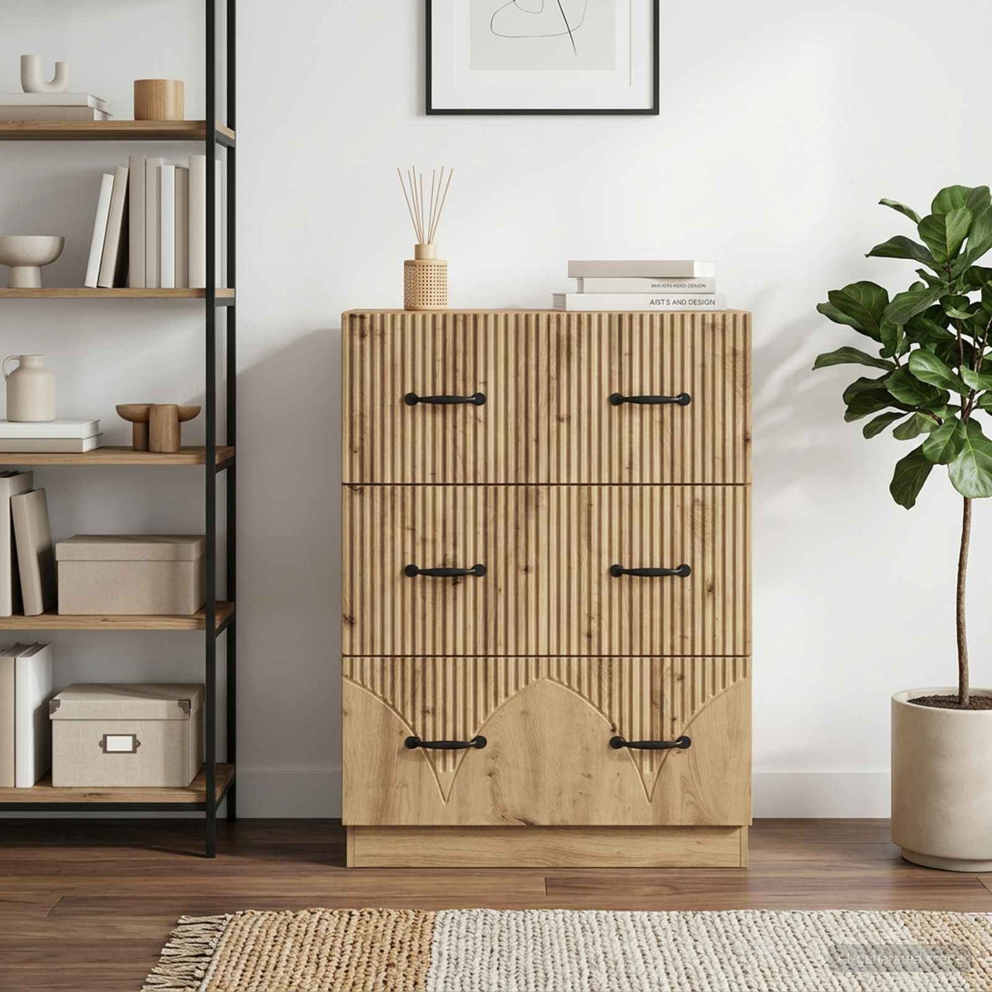 Drawer Cabinet 66 x 34.5 x 87 cm Engineered Wood Artisan Oak