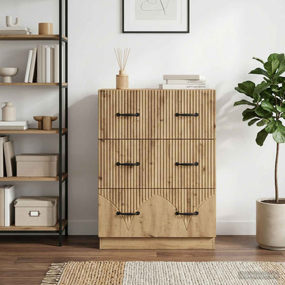Drawer Cabinet 66 x 34.5 x 87 cm Engineered Wood Artisan Oak