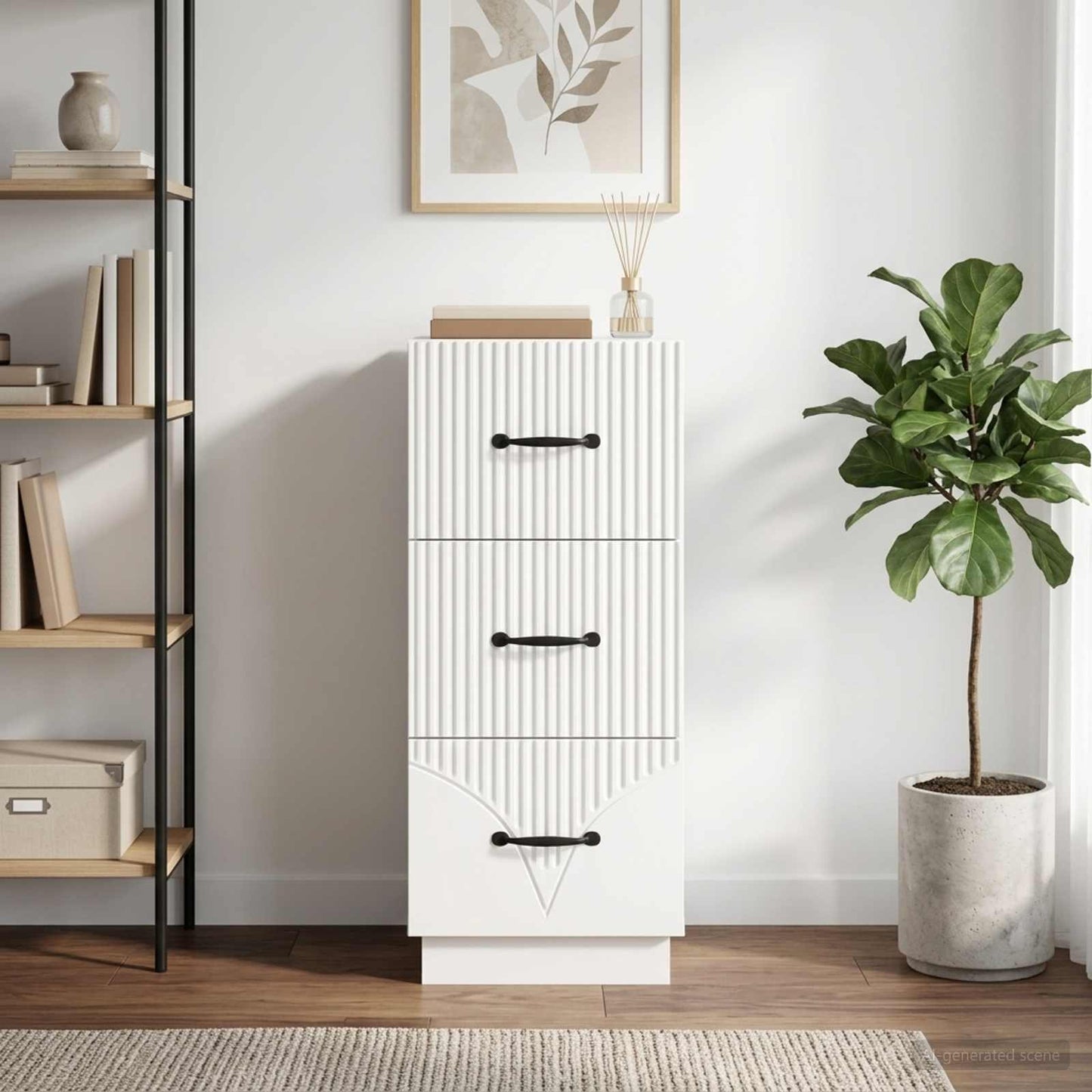Drawer Cabinet White 33 x 34.5 x 87 cm Engineered Wood