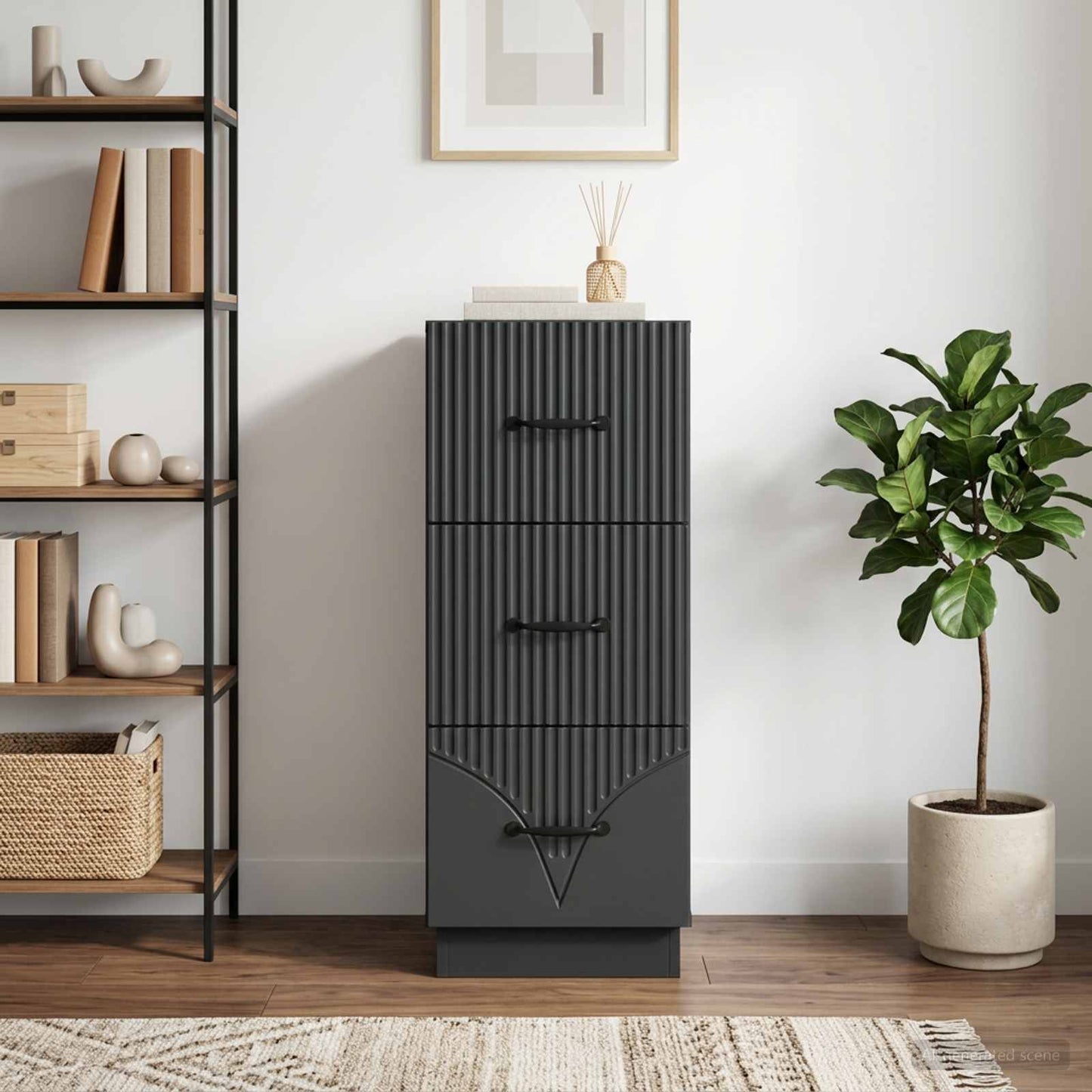 Drawer Cabinet 33 x 34.5 x 87 cm Engineered Wood Black
