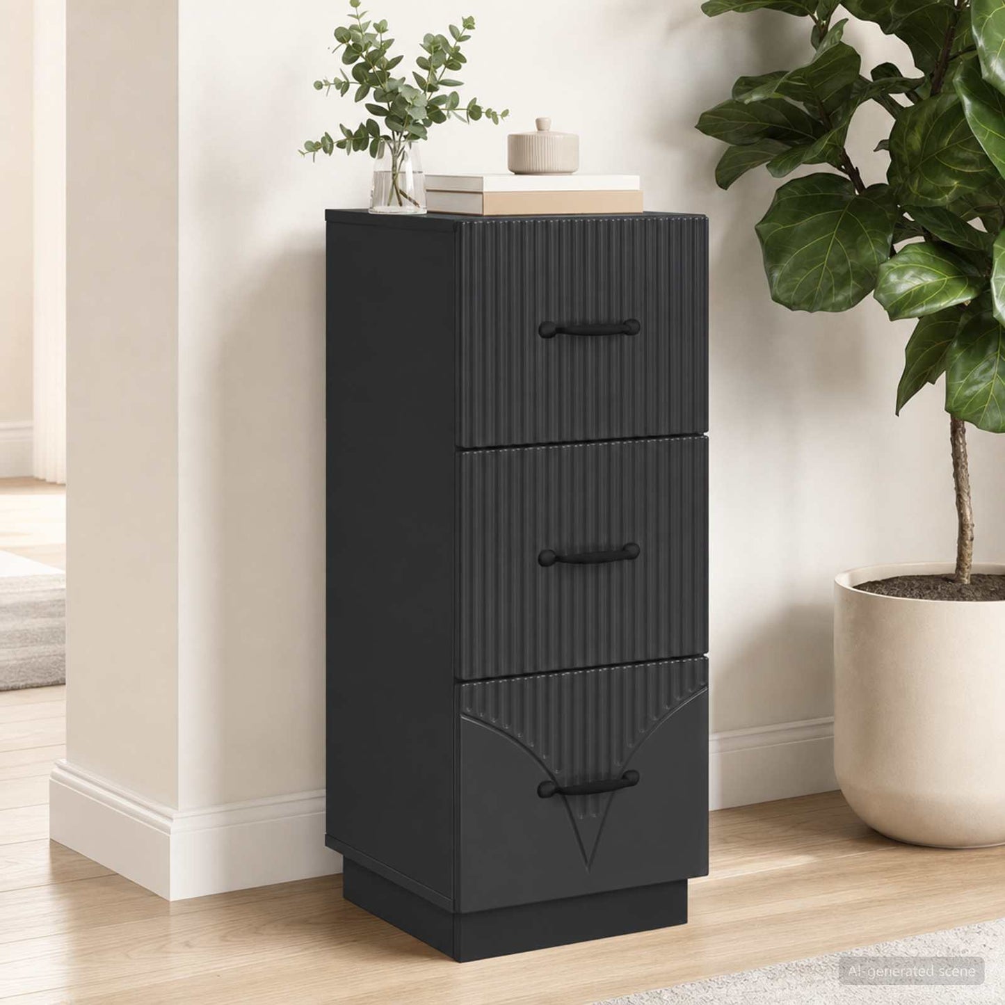 Drawer Cabinet 33 x 34.5 x 87 cm Engineered Wood Black