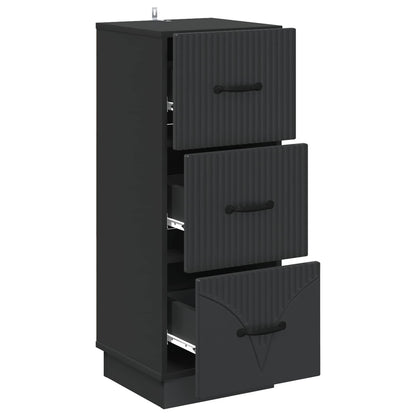 Drawer Cabinet Black 33 x 34.5 x 87 cm Engineered Wood