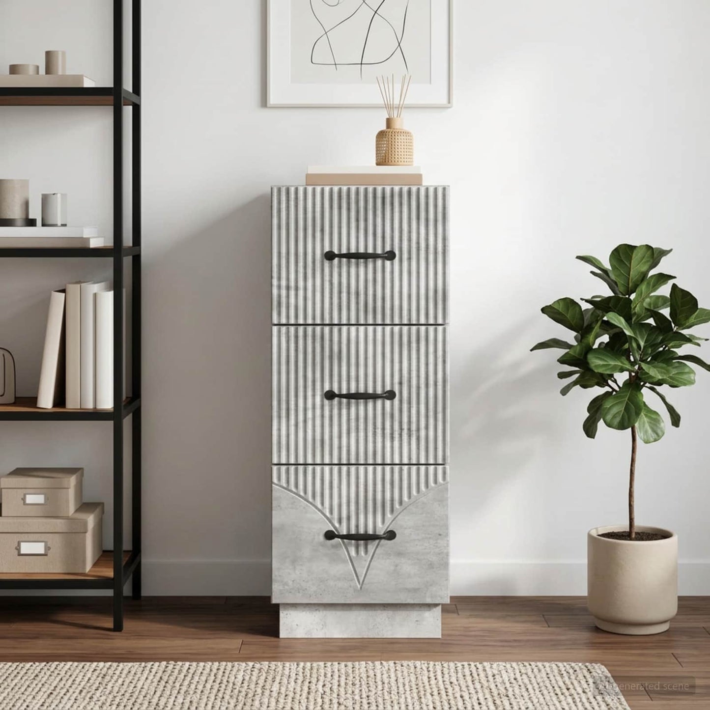 Drawer Cabinet 33 x 34.5 x 87 cm Engineered Wood Concrete Grey